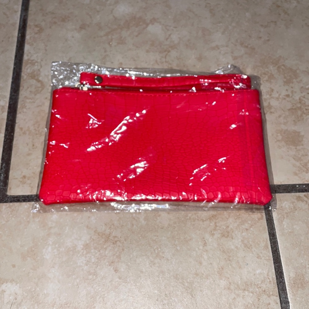 Red snakeskin wristlet
